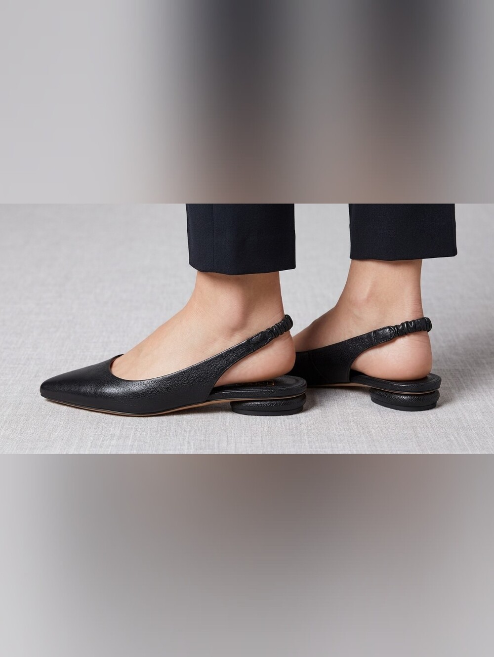 Franco Sarto Briella Black Leather Pointed Toe Slingback Flats Size 6.5M